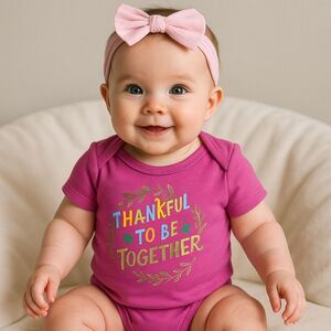 dot & ZAZZ "Thankful To Be Together" Newborn Girls Pink Thanksgiving 6-9 Months